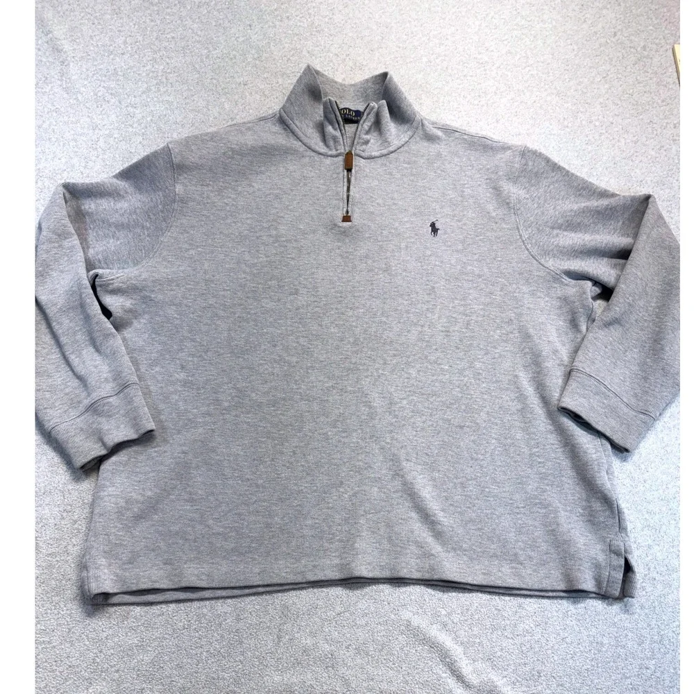 Polo Ralph Lauren Mens XL Gray 1/4 Zip Sweatshirt Pullover Embroidered Pony Cozy